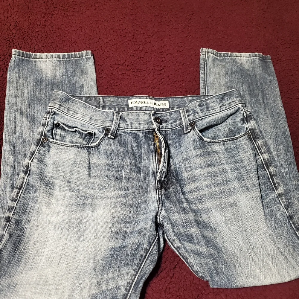 Express Rocco Slim Fit Skinny Leg Jeans Dark BlueWash MenSz33x30(actl.sz36x28.5)